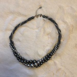 Silver and gray faux pearl necklace